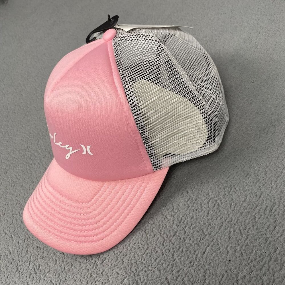 Hurley Hat Snapback Adult Cap Pink Foam Trucker Mesh White Girl Power Beach Life - Picture 9 of 11